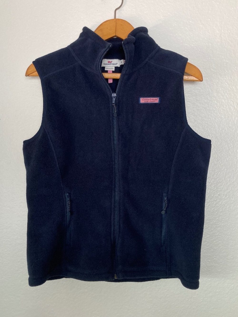 Vineyard Vines Women's Navy Fleece Full Zip Vest Jacket Zip Pockets Size S